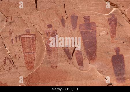 Pittogrammi, sezione Great Gallery, Horseshoe Canyon, Canyonlands National Park, Utah Foto Stock