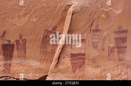 Pittogrammi, sezione Great Gallery, Horseshoe Canyon, Canyonlands National Park, Utah Foto Stock