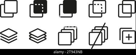 Icona livelli e copia. Icona lineare. Illustrazione vettoriale Illustrazione Vettoriale