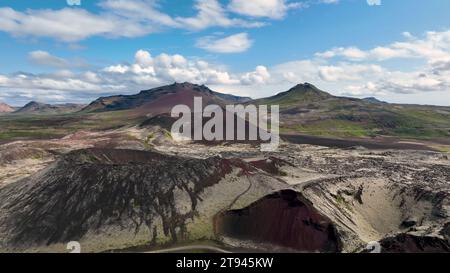 Aerial view of Icelandic landscape. Iceland Drone footage Foto Stock