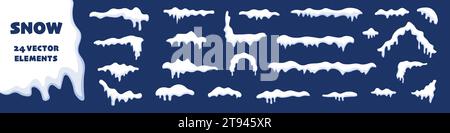 Set di icone della calotta da neve. Set per decorazione neve. Illustrazione vettoriale. Illustrazione Vettoriale