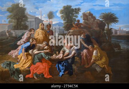 Il ritrovamento di Mosè di Nicolas Poussin (1594-1665), olio su tela, 1651 Foto Stock