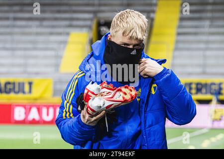 Boraas, Svezia. 20 novembre 2023. Otto Rosengren della Svezia ha visto prima dell'incontro di qualificazione ALL'EURO U21 tra Svezia e Paesi Bassi alla Boraas Arena di Boraas. (Foto: Gonzales Photo - Amanda Persson). Foto Stock