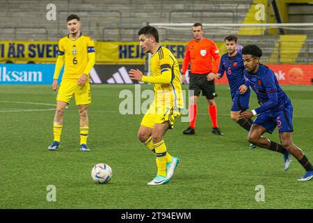 Boraas, Svezia. 20 novembre 2023. Roony Bardghji (7), svedese, visto durante l'incontro di qualificazione agli U21 tra Svezia e Paesi Bassi alla Boraas Arena di Boraas. (Foto: Gonzales Photo - Amanda Persson). Foto Stock