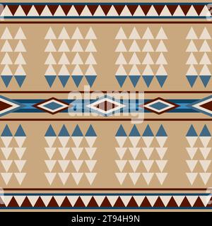 Design del sud-ovest con triangoli e forme a diamante in un pattern di ripetizione senza interruzioni - illustrazione vettoriale Illustrazione Vettoriale