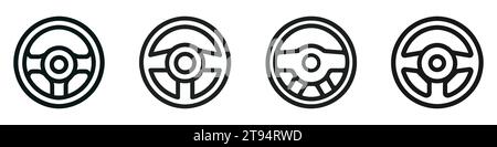Set di icone sul volante. Modelli di logo auto isolati in stile piatto Illustrazione Vettoriale