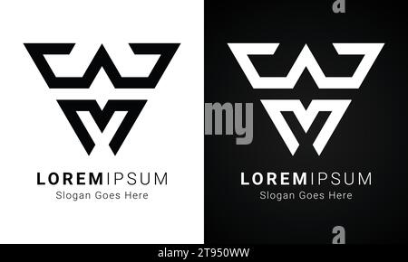 Design del logo con monogramma WM o MW iniziale Luxury Illustrazione Vettoriale