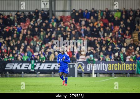 21 novembre 2023, Cork, Irlanda - Wilfried Gnonto alle qualificazioni al campionato UEFA Under 21: Repubblica d'Irlanda contro Italia al Turners Cross. Credi Foto Stock