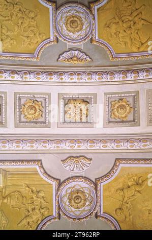 Affreschi sul soffitto dipinti, allegoria del paradiso di pace di Daniel Gran alla Biblioteca Nazionale austriaca di Vienna. Foto Stock