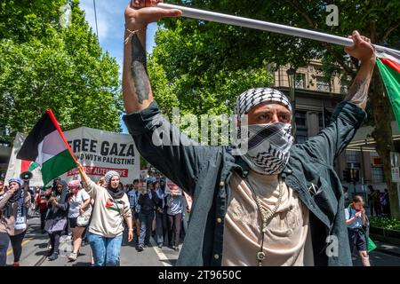 Gli studenti scolastici radunano per sostenere la Palestina a Melbourne, Victoria, Australia Foto Stock