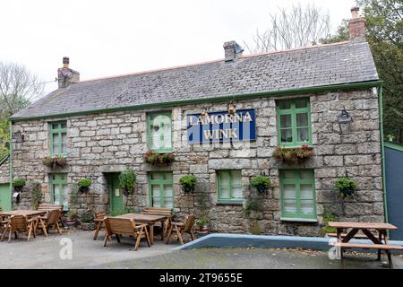 Lamorna Wink Cornish pub nel villaggio di Lamorna Cove, un vecchio termine di contrabbando per mancia l'occhiolino per contrabbando,Cornovaglia,Inghilterra,Regno Unito,2023 Foto Stock