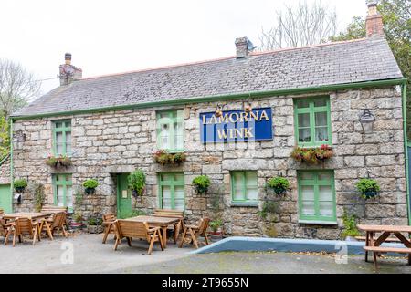 Lamorna Wink Cornish pub nel villaggio di Lamorna Cove, un vecchio termine di contrabbando per mancia l'occhiolino per contrabbando,Cornovaglia,Inghilterra,Regno Unito,2023 Foto Stock