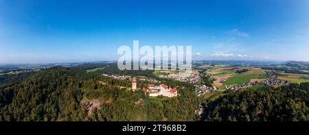 Colpo di drone, Clam Castle, Klam, regione di Muehlviertel, alta Austria, Austria Foto Stock