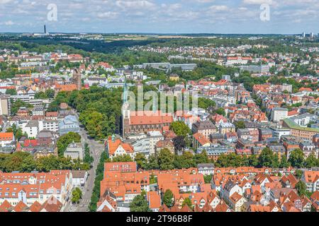Ulma e Neu-Ulm, la città gemella sul Danubio con vista aerea Foto Stock