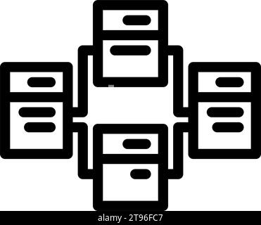 illustrazione del vettore dell'icona della riga del database relazionale Illustrazione Vettoriale