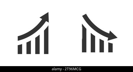 Icona crescita, declino. Frecce finanziarie su e giù. Illustrazione vettoriale Illustrazione Vettoriale