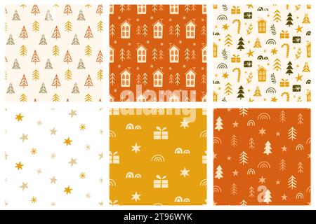 Set di motivi Vector Seamless natalizi Illustrazione Vettoriale