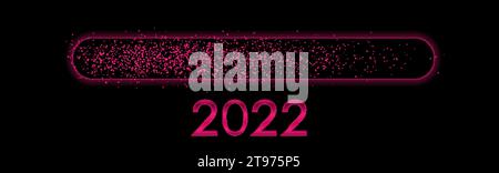 Anno nuovo 2022 sfondo rosa astratto scintillante. Barra di caricamento puntini viola banner vettoriale natalizio Illustrazione Vettoriale