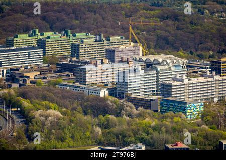 Vista aerea, RUB Ruhr-Universität Bochum, cantiere, Querenburg, Bochum, area della Ruhr, Renania settentrionale-Vestfalia, Germania, lavori di costruzione, Buildi Foto Stock