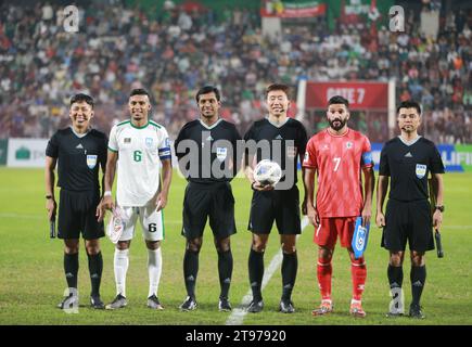 Partita delle qualificazioni per la Coppa del mondo FIFA Bangladesh e Libano alla Bashundhara Kings Arena di Dacca, Bangladesh, 21 novembre 2023. Foto Stock