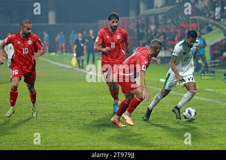 Partita delle qualificazioni per la Coppa del mondo FIFA Bangladesh e Libano alla Bashundhara Kings Arena di Dacca, Bangladesh, 21 novembre 2023. Foto Stock