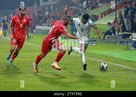 Partita delle qualificazioni per la Coppa del mondo FIFA Bangladesh e Libano alla Bashundhara Kings Arena di Dacca, Bangladesh, 21 novembre 2023. Foto Stock