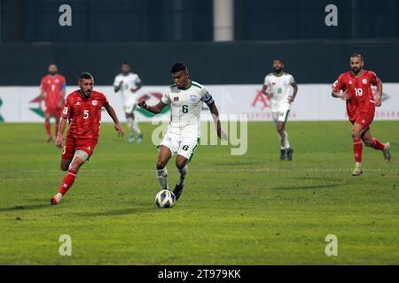 Il capitano Jamal Bhuyan durante la partita di qualificazione ai Mondiali di calcio del Bangladesh e Libano alla Bashundhara Kings Arena di Dacca, Bangladesh, 20 Novembe Foto Stock