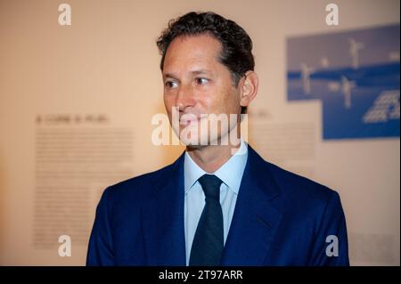 Torino (Italia) 11/23/2023 John Elkann, Presidente Stellantis, in occasione della presentazione della mostra "Drive Different" al Museo Auto Foto Stock