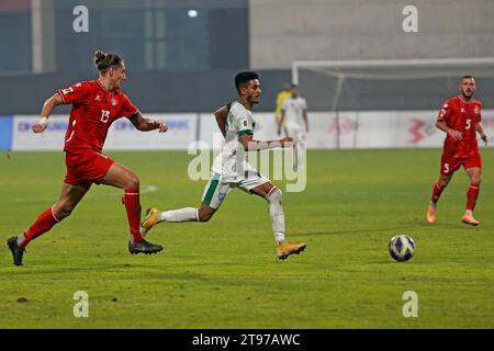 Partita delle qualificazioni per la Coppa del mondo FIFA Bangladesh e Libano alla Bashundhara Kings Arena di Dacca, Bangladesh, 20 novembre 2023. Foto Stock