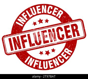 impronta influencer. segno influencer. etichetta grunge rotonda Illustrazione Vettoriale