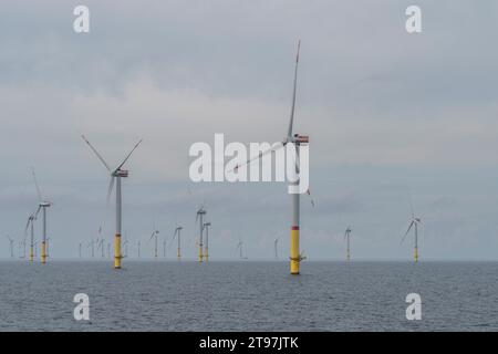 Germania, Meclemburgo-Vorpommern, parco eolico offshore nel Mar Baltico Foto Stock
