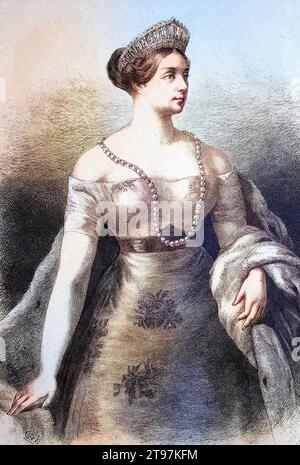 Luise Herzogin zu Mecklenburg-Strelitz, bekannt als Königin Luise, Luise Auguste Wilhelmine Amalie Herzogin zu Mecklenburg (10. März 1776 bis 19. Juli 1810), War Die Gemahlin König Friedrich Wilhelms III Von Preußen, Historisch, digital restaurierte Reproduktion von einer Vorlage aus dem 19. Jahrhundert, koloriert / Luisa Duchessa di Meclemburgo-Strelitz, nota come Regina Luisa, Luisa Augusta Guglielmina Amalia Duchessa di Meclemburgo (10 marzo 1776 - 19 luglio 1810), fu la moglie di re Federico Guglielmo III di Prussia, storica, riproduzione restaurata digitalmente da un originale del XIX secolo, co Foto Stock