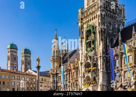 Germania, Baviera, Monaco, nuovo Municipio in Marienplatz Foto Stock