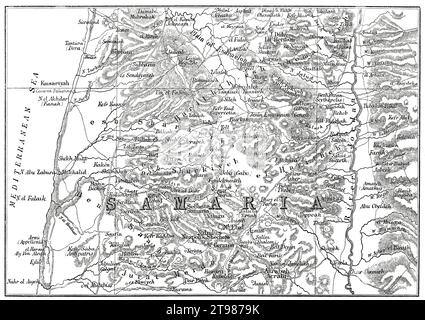Mappa storica del 1859, Samaria, ora parte della Cisgiordania Foto Stock