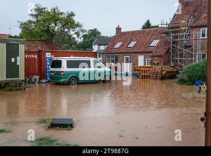 Inondazioni dopo forti piogge nell'East Yorkshire nel settembre 2023 Foto Stock