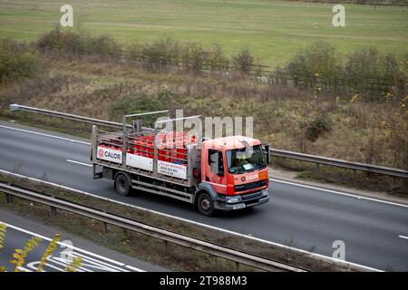 Calor gas Truck sulla A46 Road, Warwick, Regno Unito Foto Stock