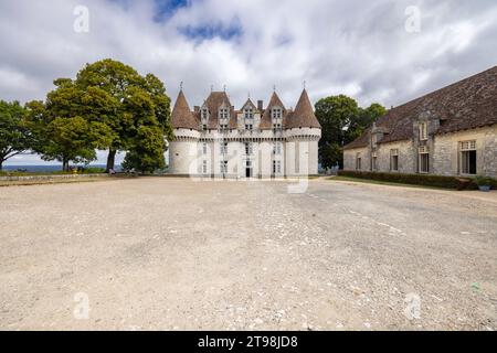 Castello di Monbazillac (Chateau de Monbazillac) vicino a Bergerac, dipartimento della Dordogna, Aquitania, Francia Foto Stock