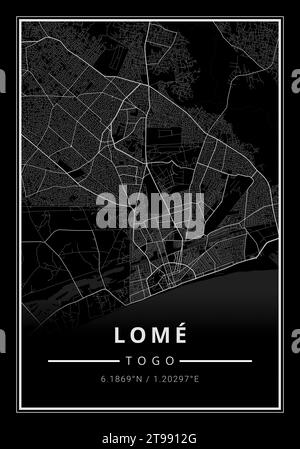 Street map arte della città di Lomé in Togo - Africa Foto Stock