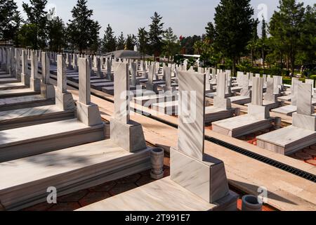Cimitero militare di Bogaz (turco: Boğaz Şehitliği), Bogazkoy, Kyrenia (Girne), Cipro del Nord. Foto Stock
