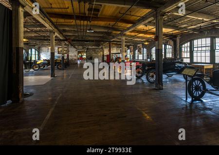 Ford Piquette Plant, Detroit, Stati Uniti. Nello stabilimento di Piquette Avenue le prime vetture Ford Model T prodotte su una linea di assemblaggio. È il più antico edificio costruito appositamente per le fabbriche automobilistiche aperto al pubblico Foto Stock