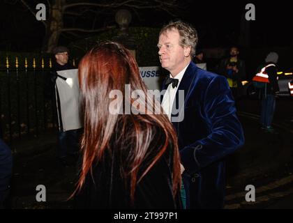 Edimburgo, Scozia. 23 novembre 2023. Alister Jack arriva all'evento Extinction Rebellion Climate Protest al politico scozzese dell'anno Awards Credit: Raymond Davies / Alamy Live News Foto Stock