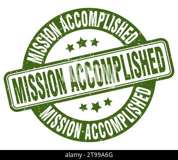 missione compiuta timbro. missione compiuta segno. rotonda grunge etichetta Illustrazione Vettoriale