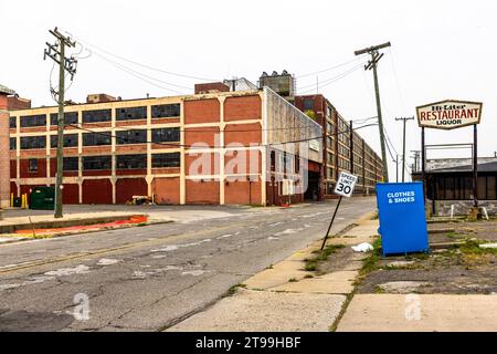 Stabilimento Ford abbandonato nel quartiere indipendente di Highland Park vicino a Detroit. Highland Park, Stati Uniti Foto Stock