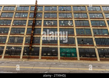 Stabilimento Ford abbandonato nel quartiere indipendente di Highland Park vicino a Detroit. Highland Park, Stati Uniti Foto Stock