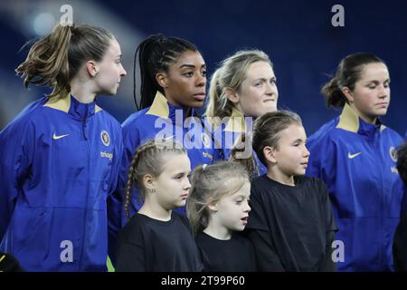 Londra, Regno Unito. 23 novembre 2023. Londra, Inghilterra, 23 novembre 2023: Ashley Lawrence (12 Chelsea) durante la partita UEFA Women's Champions League tra Chelsea e Paris FC allo Stamford Bridge di Londra, Inghilterra (Alexander Canillas/SPP) credito: SPP Sport Press Photo. /Alamy Live News Foto Stock