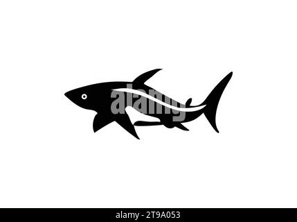 Icona di illustrazione del design in stile minimal Bull Shark Illustrazione Vettoriale