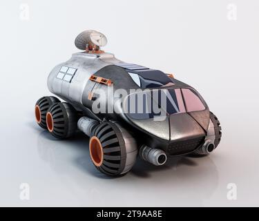 fantascienza rover isolata su sfondo bianco. Illustrazione 3D. Foto Stock