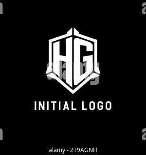 Logo HG iniziale con grafica vettoriale a forma di scudo Illustrazione Vettoriale