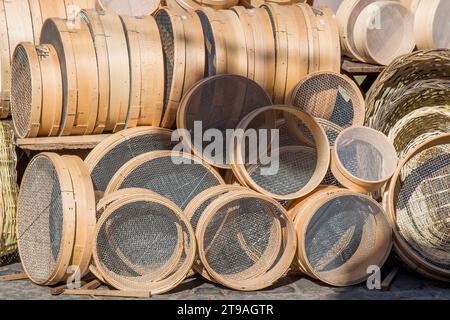 Tipo tradizionale setaccio in legno Foto Stock