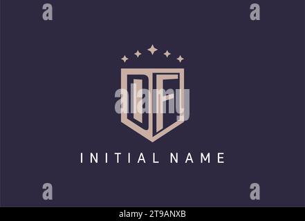Icona logo scudo iniziale DF ispirazione per il design geometrico Illustrazione Vettoriale